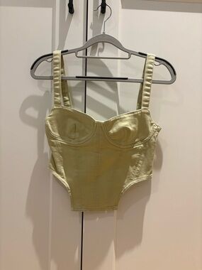 Zara light green denim corset top